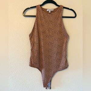 Brown and Tan Leopard Print Thong Bodysuit size medium